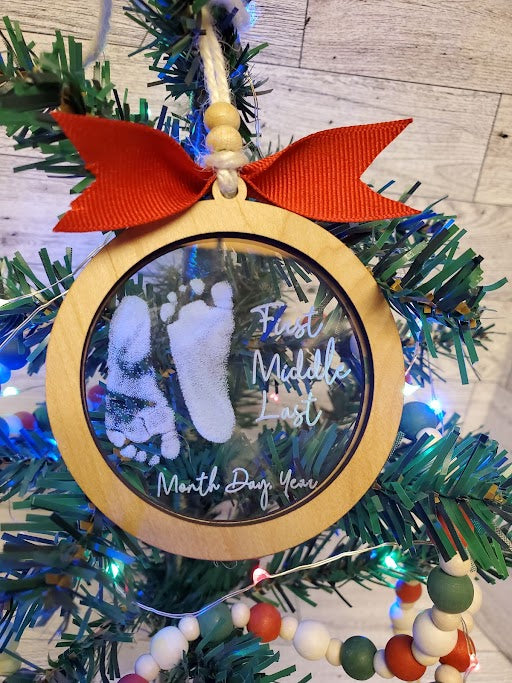 Look at Those Feet! Clear Acrylic with Birch Ring Ornament