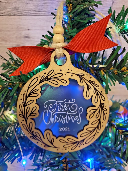 First Christmas with Wreath - Frosted