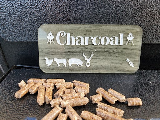 Engraved Smoker/BBQ plaques in ash toned acrylic - Charcoal