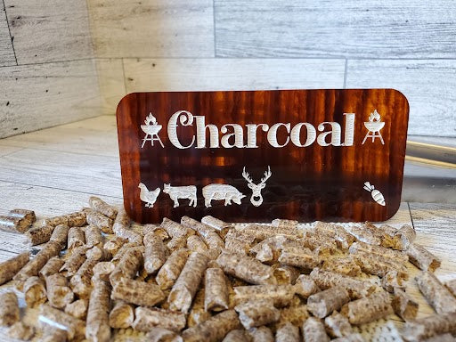 Engraved Smoker/BBQ plaques in mahogany toned acrylic - Charcoal