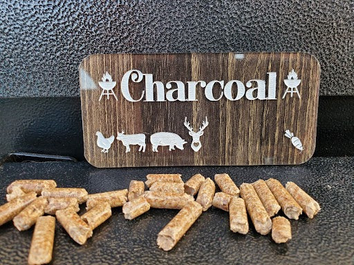 Engraved Smoker/BBQ plaques in reclaimed toned acrylic - Charcoal (with magnets)