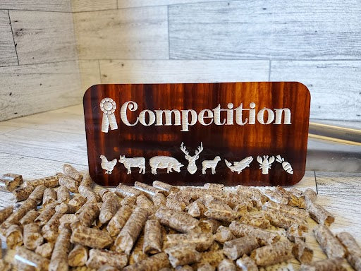 Engraved Smoker/BBQ plaques in mahogany toned acrylic - Competition