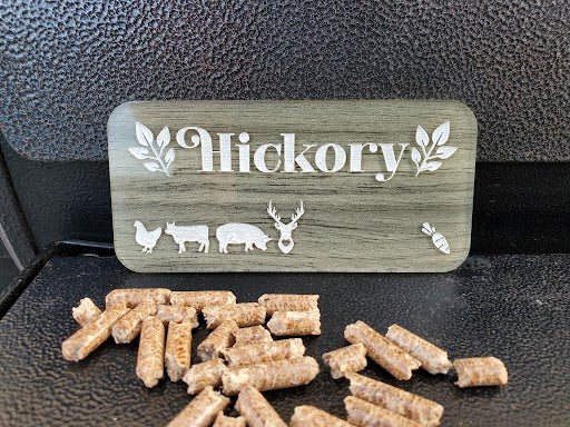 Engraved Smoker/BBQ plaques in ash toned acrylic - Hickory (with magnets)