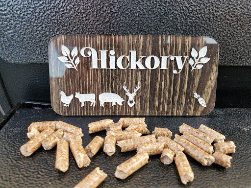 Engraved Smoker/BBQ plaques in reclaimed toned acrylic - Hickory (with magnets)