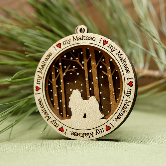 Maltese Long Hair Ornament