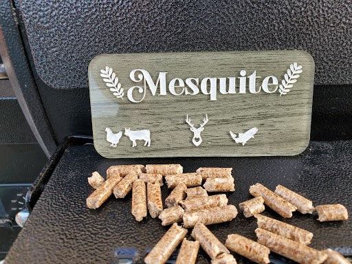 Engraved Smoker/BBQ plaques in ash toned acrylic - Mesquite