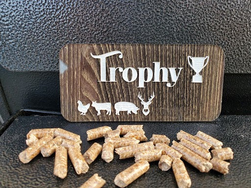 Engraved Smoker/BBQ plaques in reclaimed toned acrylic - Trophy (with magnets)