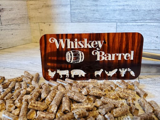 Engraved Smoker/BBQ plaques in mahogany toned acrylic - Whiskey Barrel (with magnets)