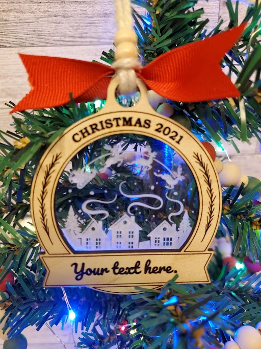 Customizable Ornament with Name Banner - Clear