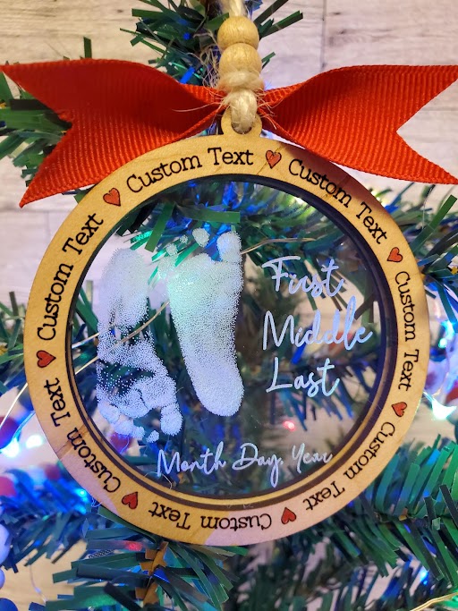 Look at Those Feet! Clear Acrylic with Custom Birch Ring Ornament