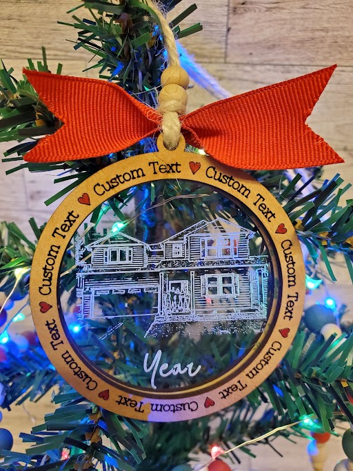 Home Purchase Ornament - Clear finish acrylic and wood
